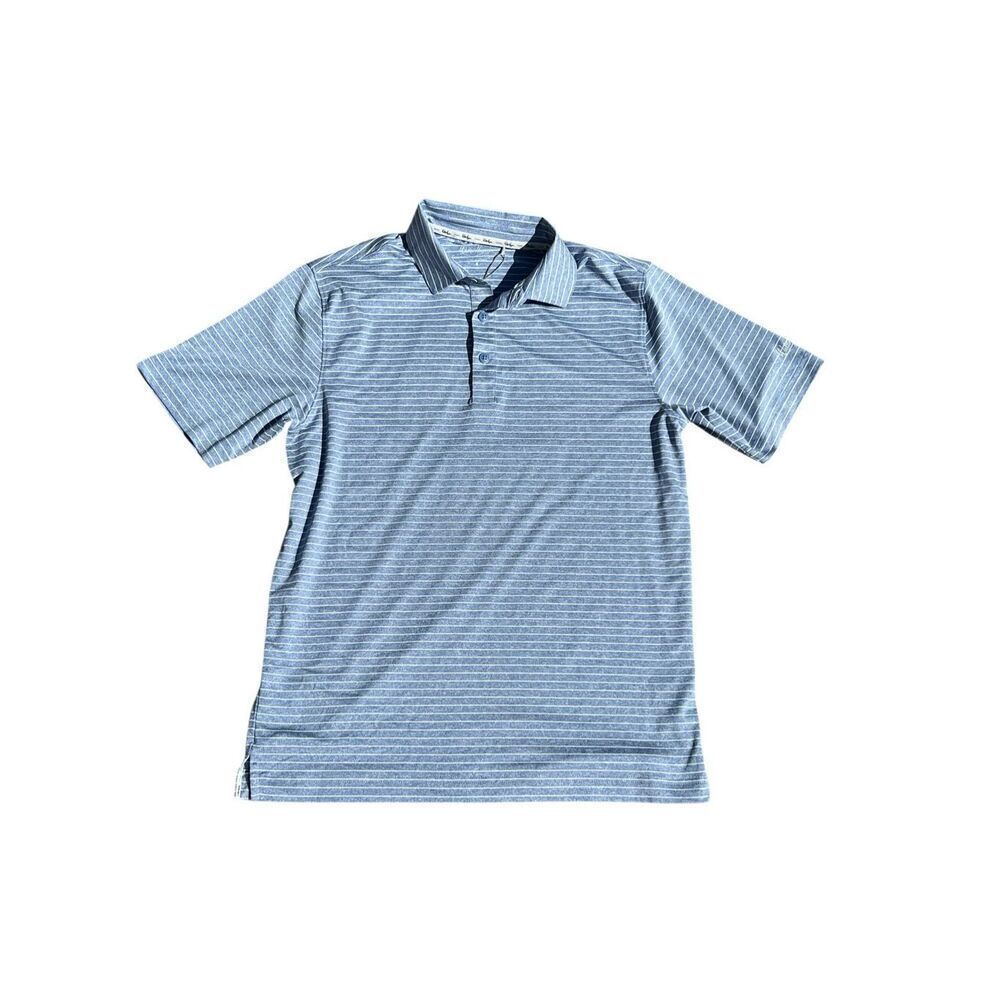 Walter Hagen Small blue white classic stripes golf performance polo shirt